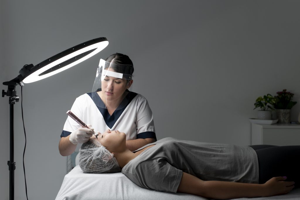 Professional facial treatment in skincare clinic